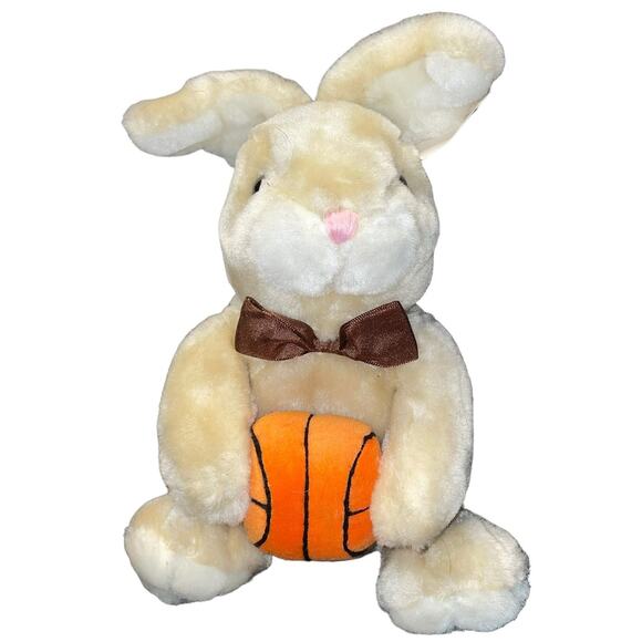 Dan Dee Plush Bunny Rabbit Basketball Stuffed Animal Nursery Shower Gift Bow 11" - Picture 3 of 11